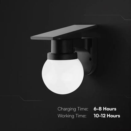LED napelemes fali lámpa LED/3,7V 3000/4000/6400K IP54 1800 mAh fekete + távirányítóval