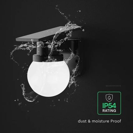 LED napelemes fali lámpa LED/3,7V 3000/4000/6400K IP54 1800 mAh fekete + távirányítóval