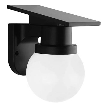 LED napelemes fali lámpa LED/3,7V 3000/4000/6400K IP54 1800 mAh fekete + távirányítóval