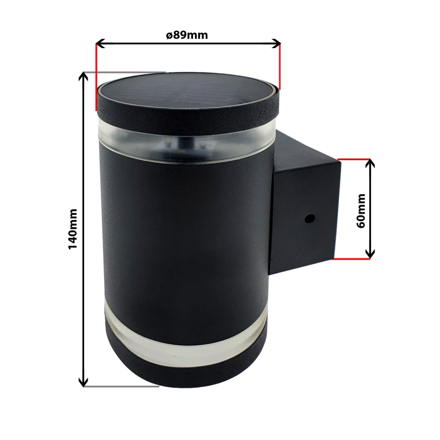 LED Napelemes fali lámpa LED/5V IP44 fekete