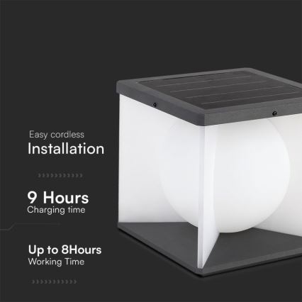 LED Dimmeres napelemes fali lámpa LED/8W/3,7V IP65 3000K 5200 mAh + távirányító