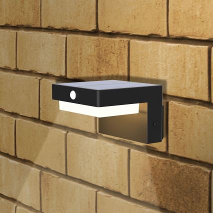 LED napelemes fali lámpa érzékelővel MALI LED/4,5W/3,7V 2000 mAh IP44 fekete