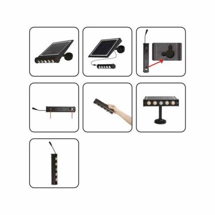 LED napelemes fali lámpa mozgás- és alkonyatérzékelővel LED/8W/3,7V 4000 mAh 4000K IP65