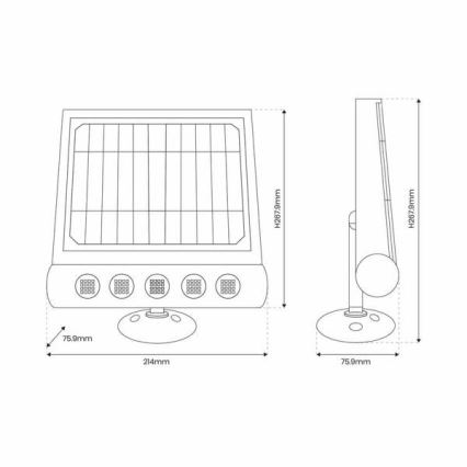 LED napelemes fali lámpa mozgás- és alkonyatérzékelővel LED/8W/3,7V 4000 mAh 4000K IP65