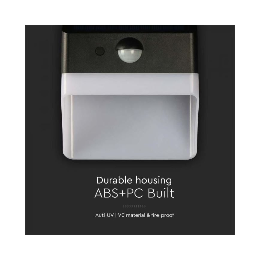 LED napelemes fali lámpa érzékelővel LED/2W/3,7V 4000K IP65 1200 mAh