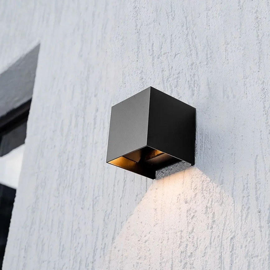 LED napelemes fali lámpa érzékelővel LED/9W/3,7V 3000/4000/5000K IP65 2600 mAh fekete