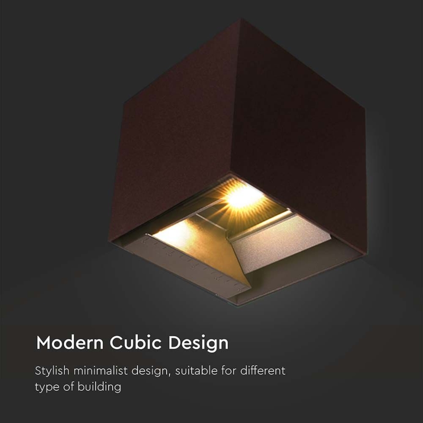 LED napelemes fali lámpa érzékelővel LED/9W/3,7V 3000/4000/5000K 2600 mAh IP65 barna