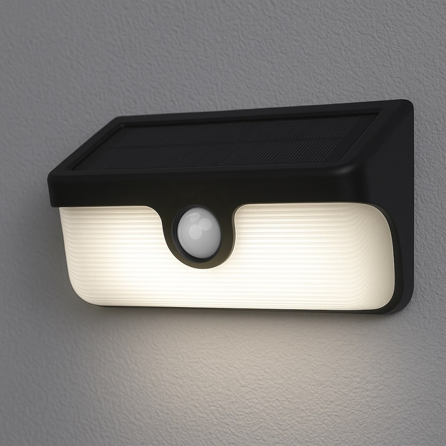 LED napelemes fali lámpatest érzékelővel LINK LED/5W/3,7V 2000 mAh IP65 fekete