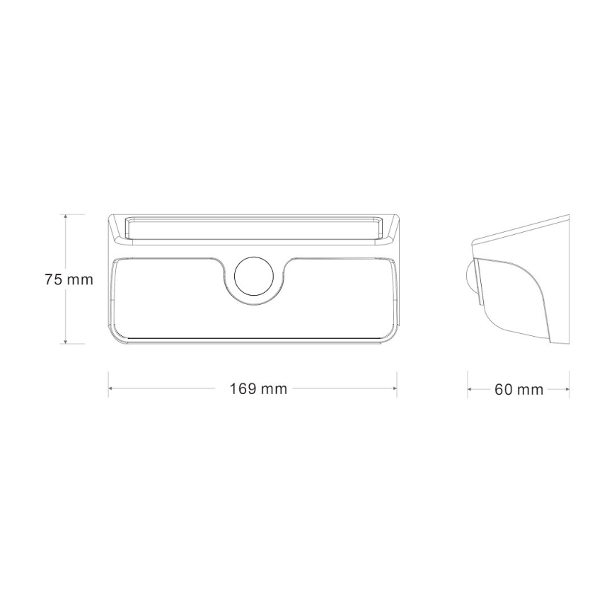 LED napelemes fali lámpatest érzékelővel LINK LED/5W/3,7V 2000 mAh IP65 fekete