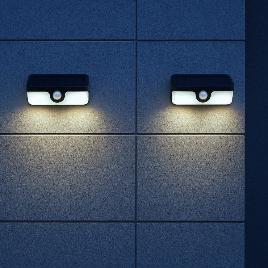LED napelemes fali lámpatest érzékelővel LINK LED/5W/3,7V IP65 fekete