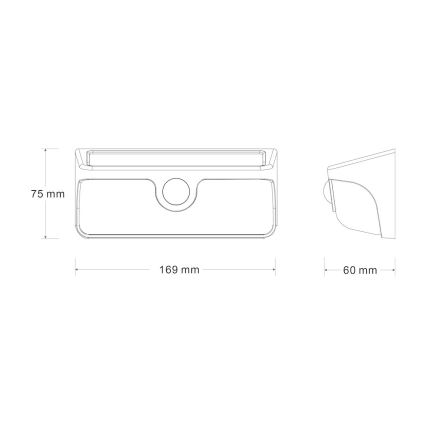 LED napelemes fali lámpatest érzékelővel LINK LED/5W/3,7V IP65 fekete
