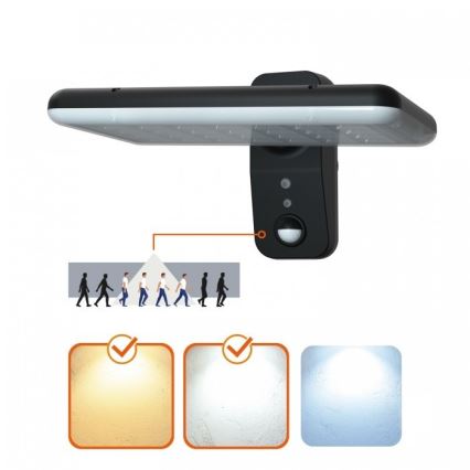 LED napelemes fali lámpa érzékelővel PHOENIX LED/15W/3,2V 3000/4000K IP65 6000 mAh