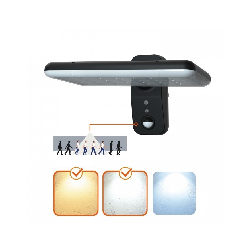 LED napelemes fali lámpa érzékelővel PHOENIX LED/15W/3,2V 3000/4000K IP65 6000 mAh