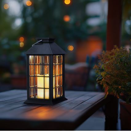 LED Napelemes függeszték LED/0,02W/1,2V 1xAA 2700K IP44 200 mAh fekete