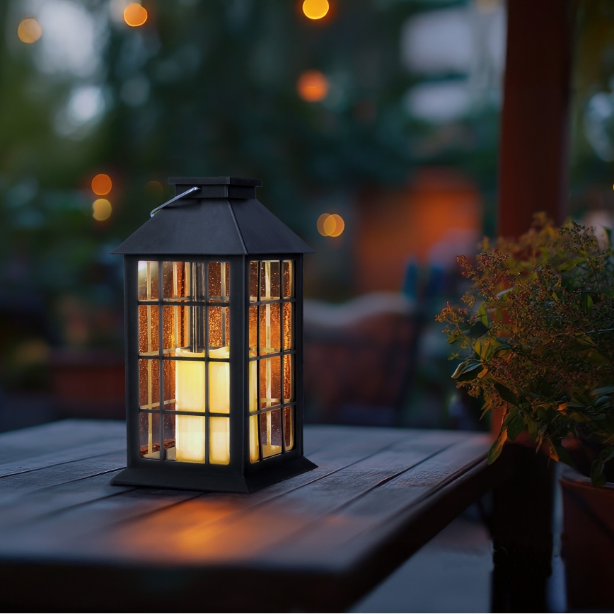 LED Napelemes függeszték LED/0,02W/1,2V 1xAA 2700K IP44 200 mAh fekete