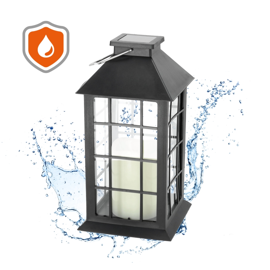 LED Napelemes függeszték LED/0,02W/1,2V 1xAA 2700K IP44 200 mAh fekete