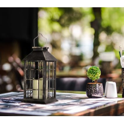 LED Napelemes függeszték LED/0,02W/1,2V 1xAA 2700K IP44 200 mAh patinás