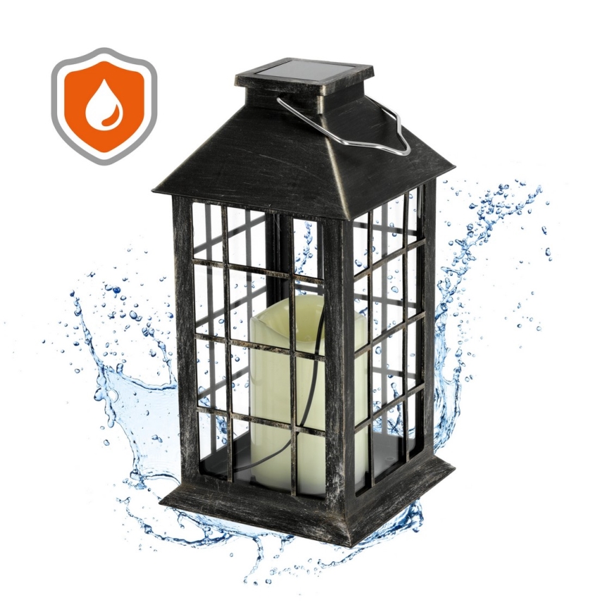 LED Napelemes függeszték LED/0,02W/1,2V 1xAA 2700K IP44 200 mAh patinás