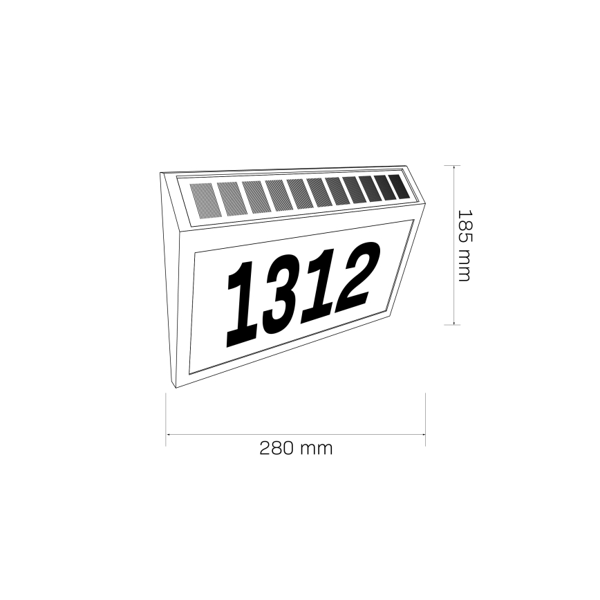 LED Napelemes házszám NUMERO LED/3,7V 6000K 1200 mAh IP44 fekete