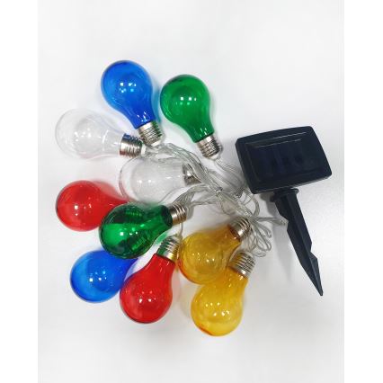 LED Napelemes kültéri fényfüzér 10xLED/1,2V 300 mAh 2,2 m IP44 színes