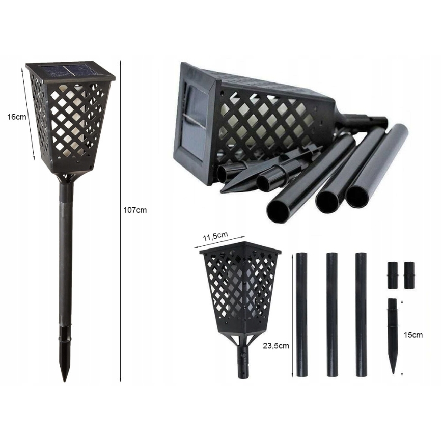 LED napelemes lámpa érzékelővel LED/0,6W/5,5V IP65 2000 mAh 107 cm fekete