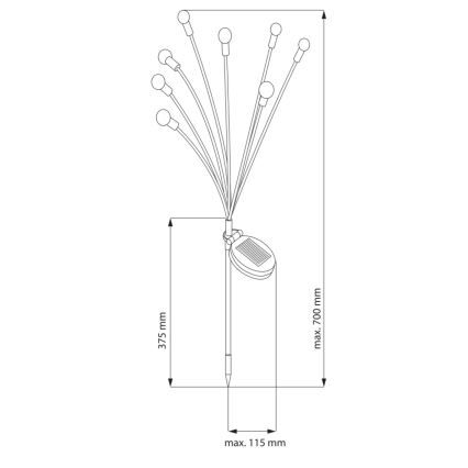 LED Napelemes lámpa FIORINI 8xLED/1,2V 600 mAh IP44 fekete