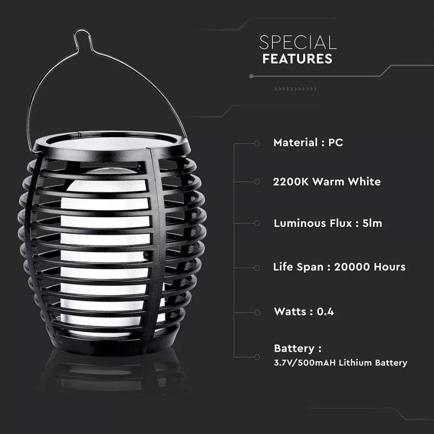 LED Napelemes lámpa FLAME 4in1 1xLED/0,45W/3,7V IP44 500 mAh