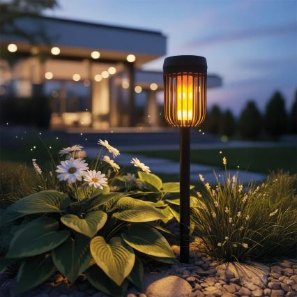 LED napelemes lámpa FLAME LED/1,2V 100 mAh 1800K 37 cm IP44 fekete
