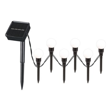 LED Napelemes lámpa KULKI 6xLED/1,2V 600 mAh 4,3 m IP44 fekete/fehér