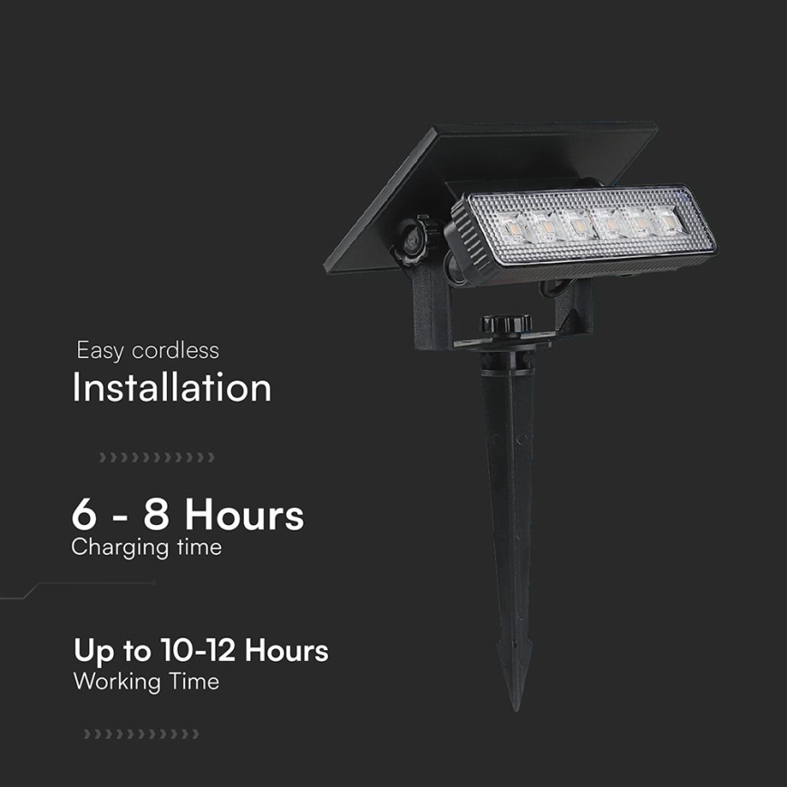 LED Napelemes lámpa 2in1 LED/0,9W/3,7V 3000K IP65 1200 mAh fekete