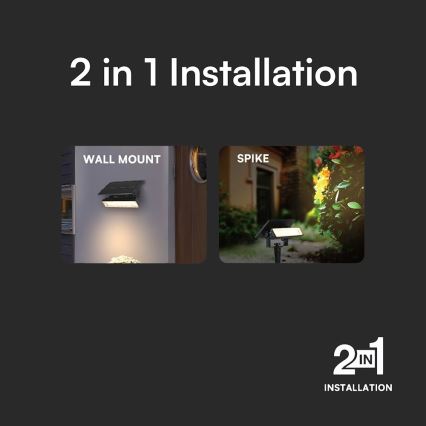 LED Napelemes lámpa 2in1 LED/0,9W/3,7V 3000K IP65 1200 mAh fekete