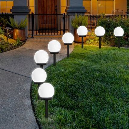 LED napelemes lámpa LED/1,2 V 6500 K 200 mAh átm. 15 cm IP44 fehér/fekete