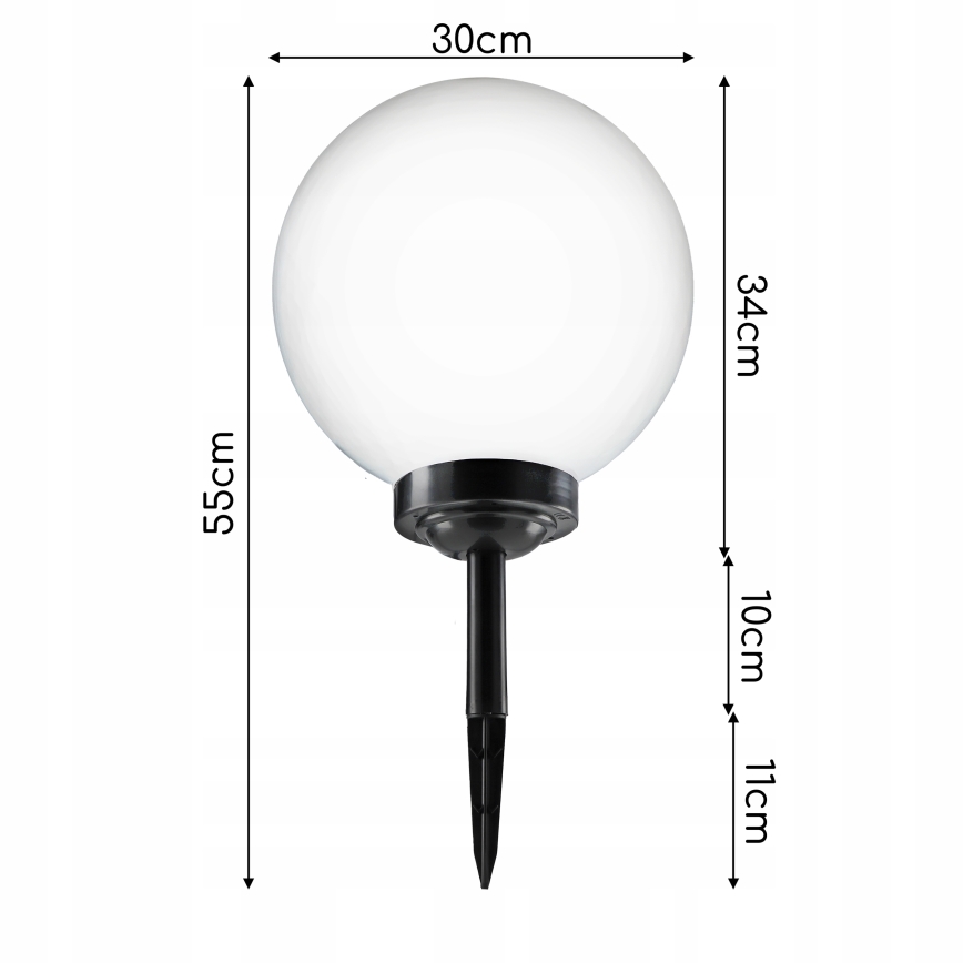 LED napelemes lámpa LED/1,2V, 6500K, 200 mAh, átmérő 30 cm, IP44, fehér/fekete