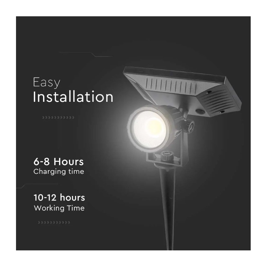 LED Napelemes lámpa SPIKE LED/2W/5,5V IP65 6400K 1200 mAh