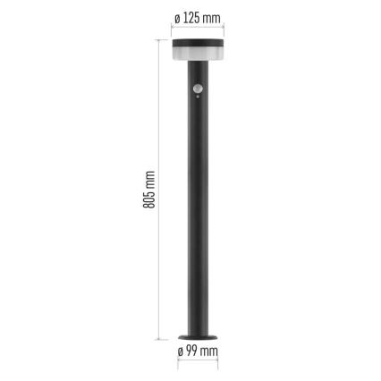 LED napelemes lámpa érzékelővel LED/2W/3,7V 1200 mAh IP44 80 cm