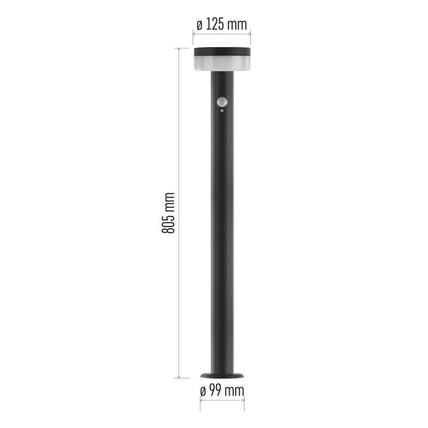 LED napelemes lámpa érzékelővel LED/2W/3,7V 1200 mAh IP44 80 cm