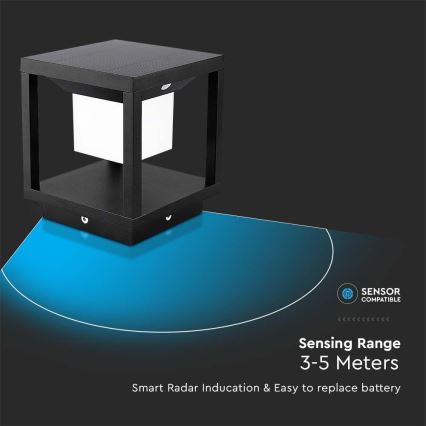 LED napelemes lámpa érzékelővel LED/2W/5,5V 3000K IP65 2600 mAh fekete