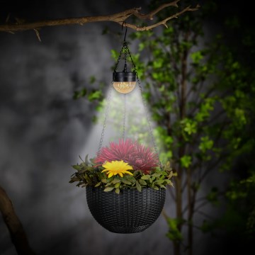 LED napelemes lámpa virágcseréppel LED/1,2V 400 mAh IP44 fekete