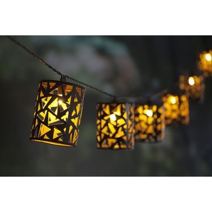 LED Napelemes lánc 10xE12/3,65m 600 mAh IP44 meleg fehér