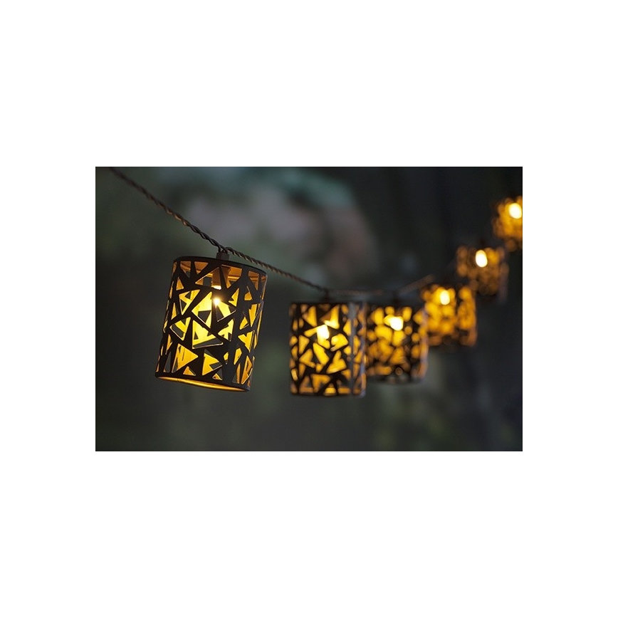 LED Napelemes lánc 10xE12/3,65m 600 mAh IP44 meleg fehér