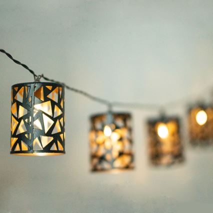 LED Napelemes lánc 10xE12/3,65m 600 mAh IP44 meleg fehér