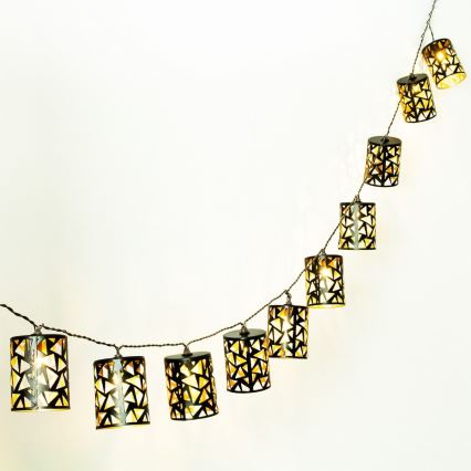 LED Napelemes lánc 10xE12/3,65m 600 mAh IP44 meleg fehér