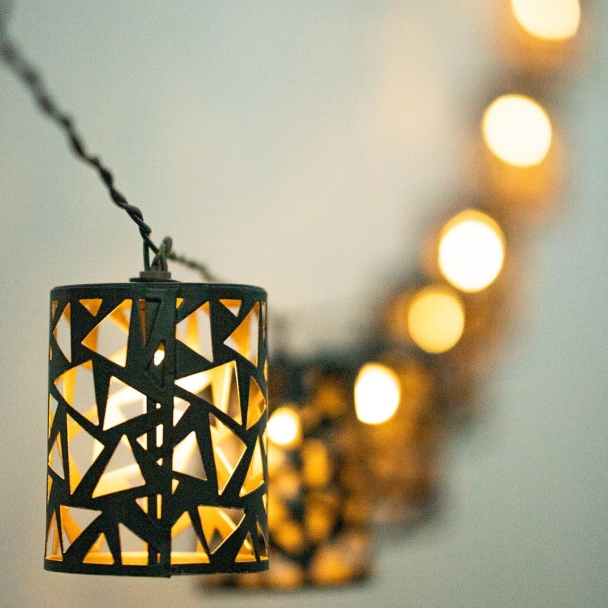 LED Napelemes lánc 10xE12/3,65m 600 mAh IP44 meleg fehér