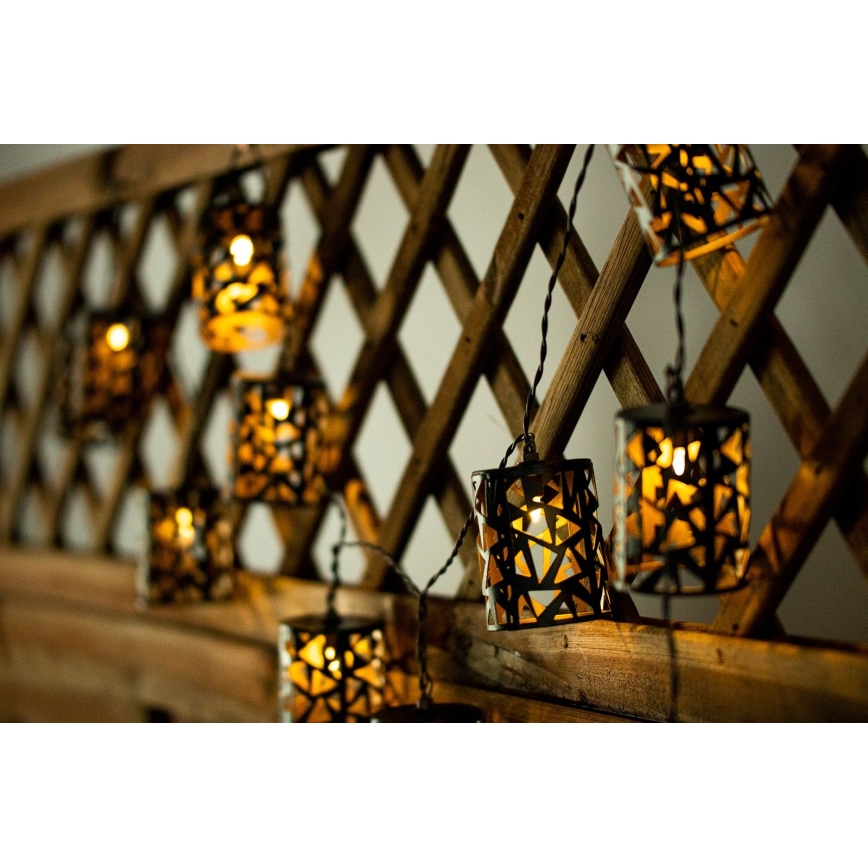 LED Napelemes lánc 10xE12/3,65m 600 mAh IP44 meleg fehér