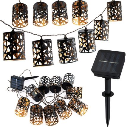 LED Napelemes lánc 10xE12/3,65m 600 mAh IP44 meleg fehér