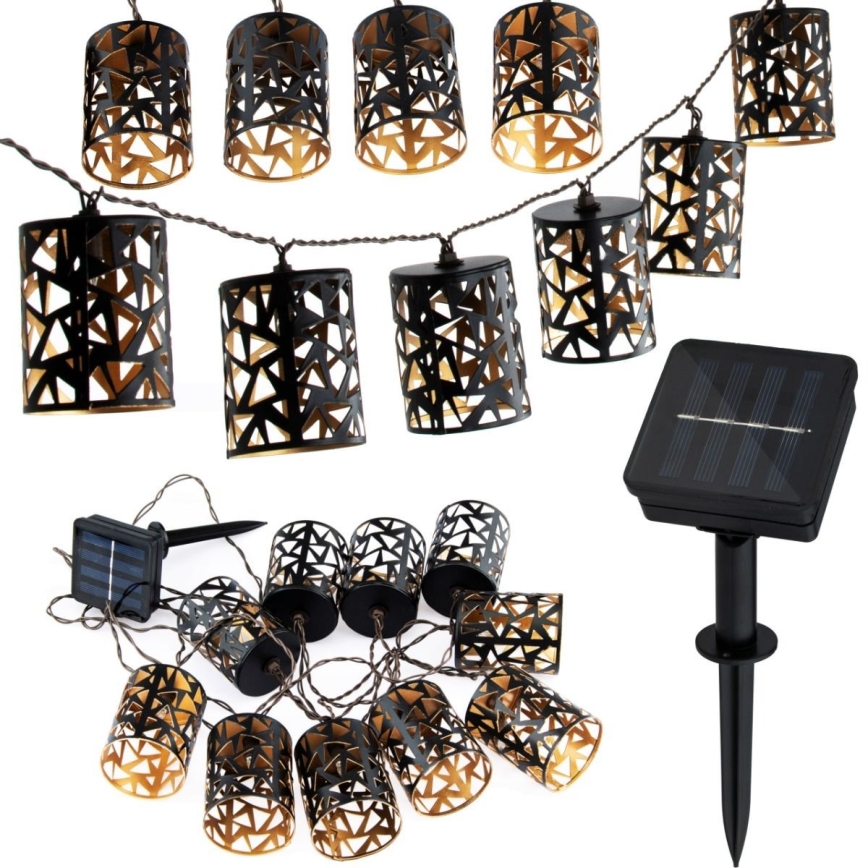 LED Napelemes lánc 10xE12/3,65m 600 mAh IP44 meleg fehér