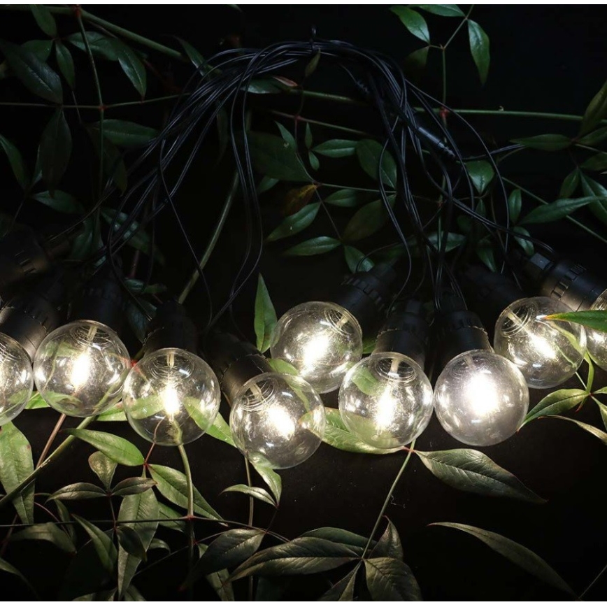 LED Napelemes fényfüzér 10xLED/0,5/4,5V 12 m 3000K IP44 1200 mAh + távirányító