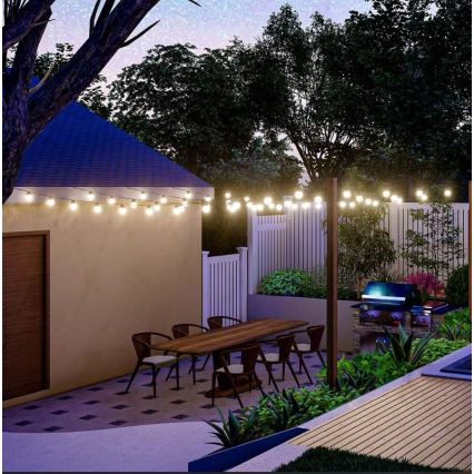 LED Napelemes fényfüzér 10xLED/0,5/4,5V 12 m 3000K IP44 1200 mAh + távirányító