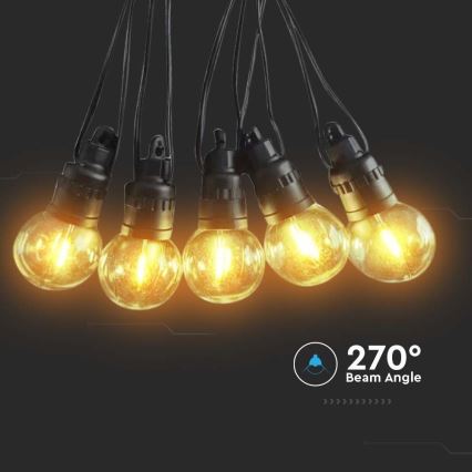 LED Napelemes fényfüzér 10xLED/0,5/4,5V 12 m 3000K IP44 1200 mAh + távirányító