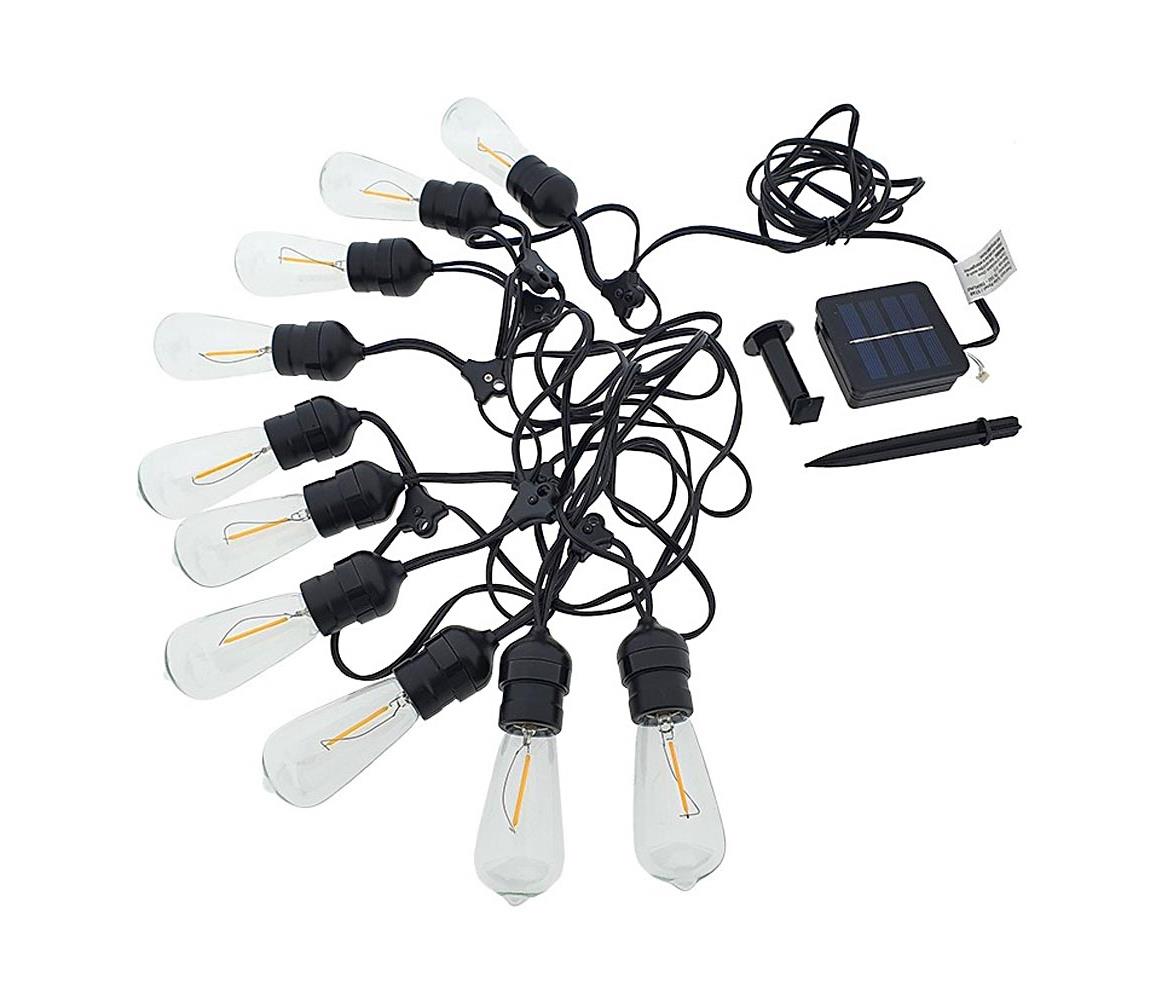 LED Napelemes lánc 10xLED/1,2V 600 mAh 5,94m IP44 meleg fehér 210000011